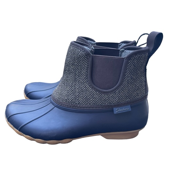 Skechers Shoes - Sketchers Pond Staying Dry Duck Navy/Herringbone Brown Duck Boots Women's Size 8